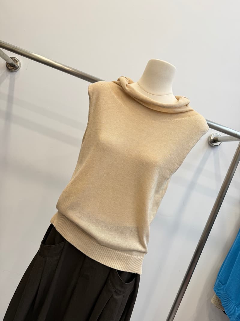 한 부서 말뚝 더미 칼라 민소매 니트 조끼 여자 가을 미니멀리즘 품격 흔들다 칼라 조끼 루즈핏 인사이드 가져 가라. 스택 착용 맨위 상세 이미지 8
