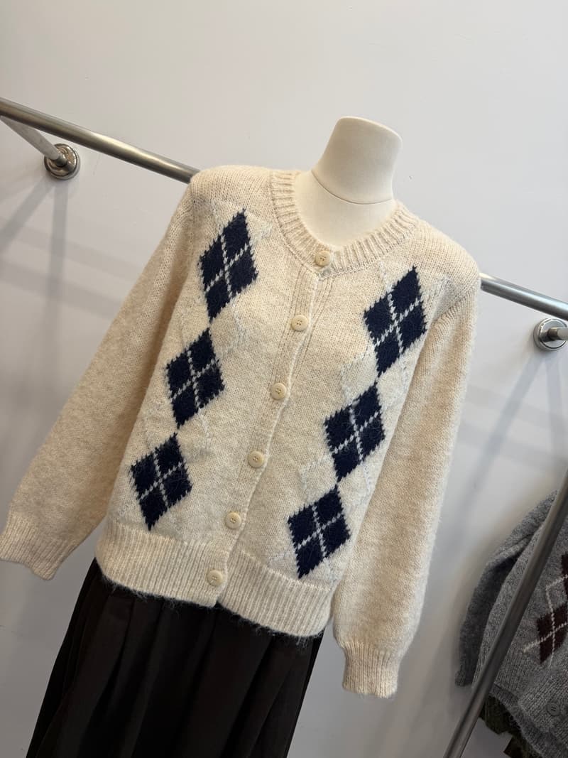 한 부서 레트로 보라색 링 그리드 자카드 스웨터 오픈 가디건 와이드 부드러운 찹쌀 싱글 줄 버튼 니트 여성 코트 가을 상세 이미지 7