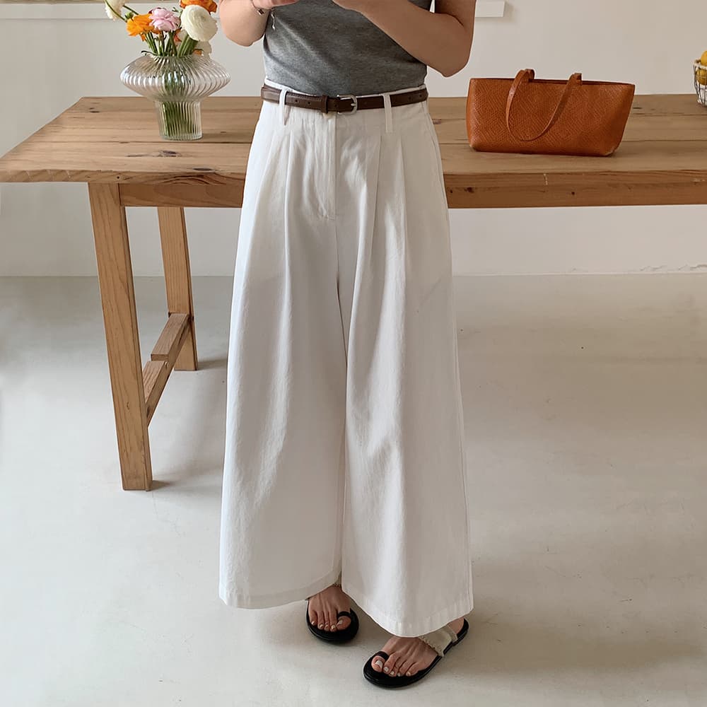실사 순면 화이트 캐주얼 바지 여성 봄 여름 섹션 일본식 루즈핏 다용도 바지 스트레이트 와이드 레그 팬츠 9부 바지 이미지 3