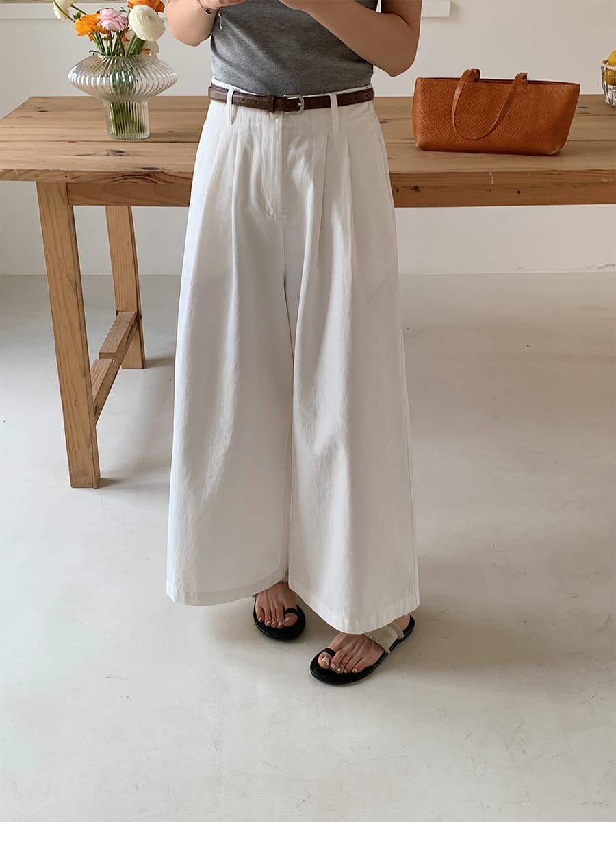 실사 순면 화이트 캐주얼 바지 여성 봄 여름 섹션 일본식 루즈핏 다용도 바지 스트레이트 와이드 레그 팬츠 9부 바지 상세 이미지 10