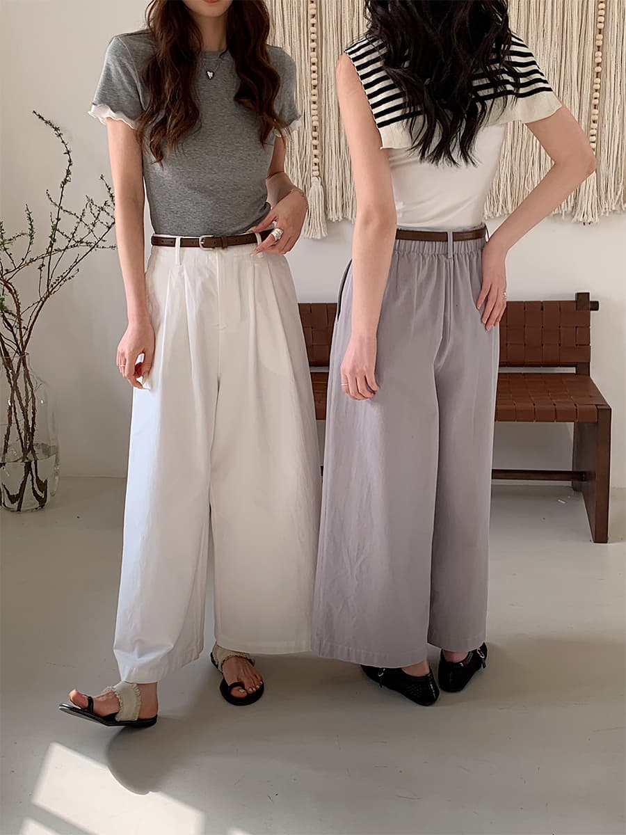 실사 순면 화이트 캐주얼 바지 여성 봄 여름 섹션 일본식 루즈핏 다용도 바지 스트레이트 와이드 레그 팬츠 9부 바지 상세 이미지 18