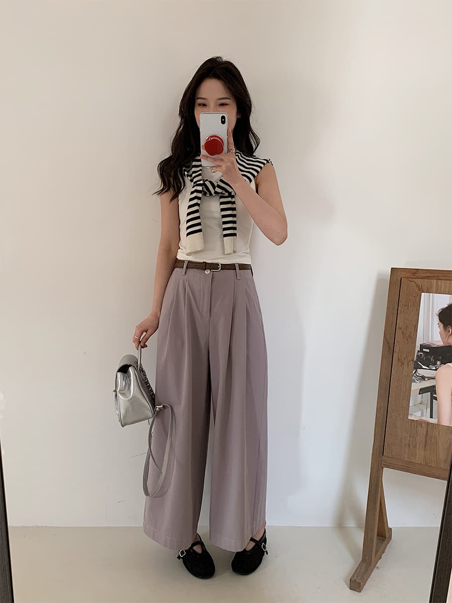 실사 순면 화이트 캐주얼 바지 여성 봄 여름 섹션 일본식 루즈핏 다용도 바지 스트레이트 와이드 레그 팬츠 9부 바지 상세 이미지 20