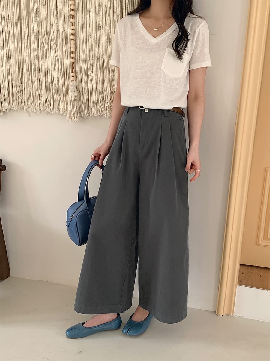 실사 순면 화이트 캐주얼 바지 여성 봄 여름 섹션 일본식 루즈핏 다용도 바지 스트레이트 와이드 레그 팬츠 9부 바지 상세 이미지 25
