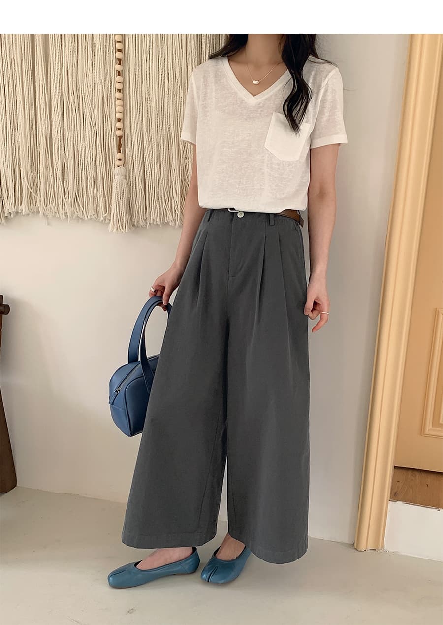 실사 순면 화이트 캐주얼 바지 여성 봄 여름 섹션 일본식 루즈핏 다용도 바지 스트레이트 와이드 레그 팬츠 9부 바지 상세 이미지 26