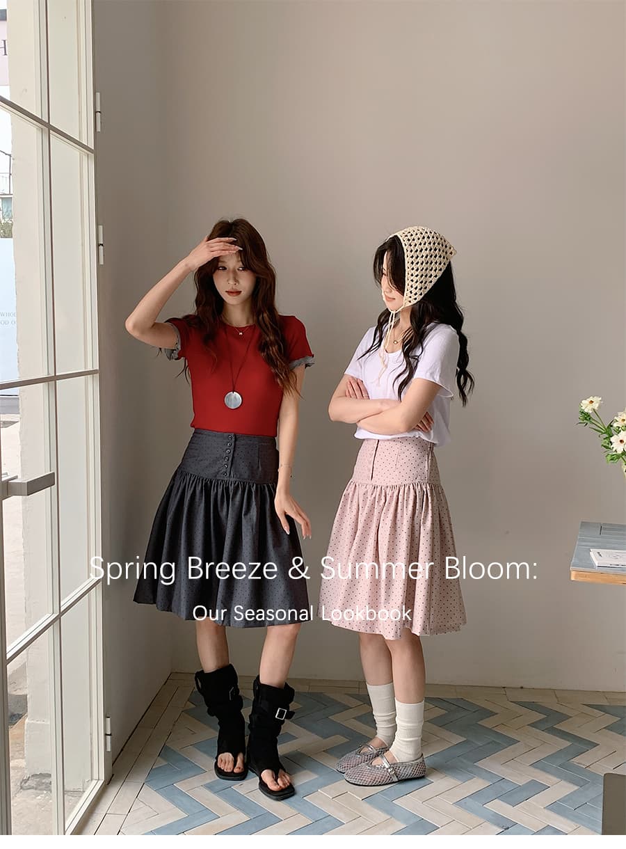 실사 봄 여름 한 부서 레트로 도트 무늬 반신 스커트 여성 슬림해 보이는 한 마디 미니 스커트 몸매 가꾸기 다용도 디자인 센스 반 스커트 상세 이미지 7