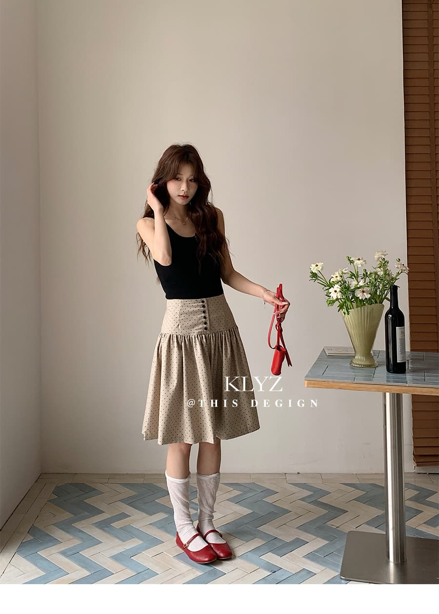 실사 봄 여름 한 부서 레트로 도트 무늬 반신 스커트 여성 슬림해 보이는 한 마디 미니 스커트 몸매 가꾸기 다용도 디자인 센스 반 스커트 상세 이미지 13