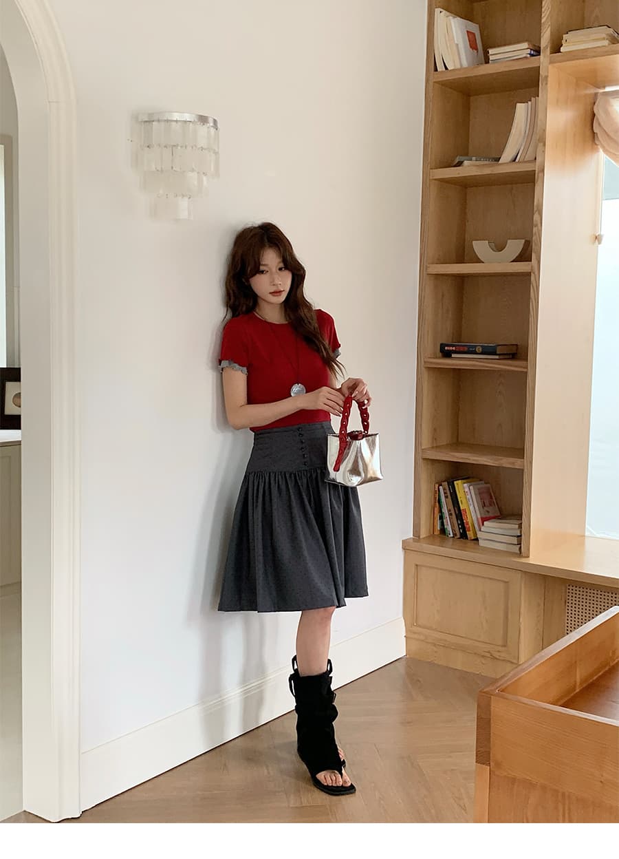 실사 봄 여름 한 부서 레트로 도트 무늬 반신 스커트 여성 슬림해 보이는 한 마디 미니 스커트 몸매 가꾸기 다용도 디자인 센스 반 스커트 상세 이미지 19