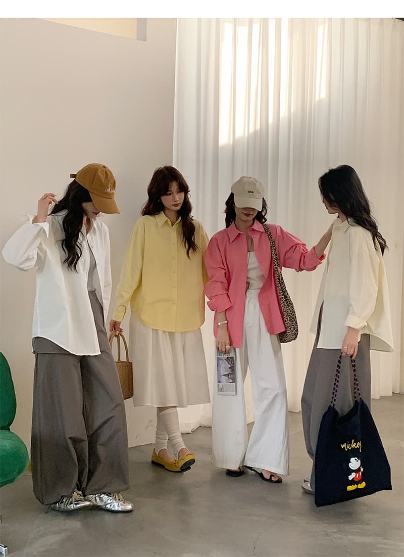 실사 26 가을 겨울 한국 스타일 사탕 색상 연령 감소 달콤함 긴팔 여성 셔츠 미니멀리즘 폭스 바겐 다용도 캐주얼 셔츠 상세 이미지 8