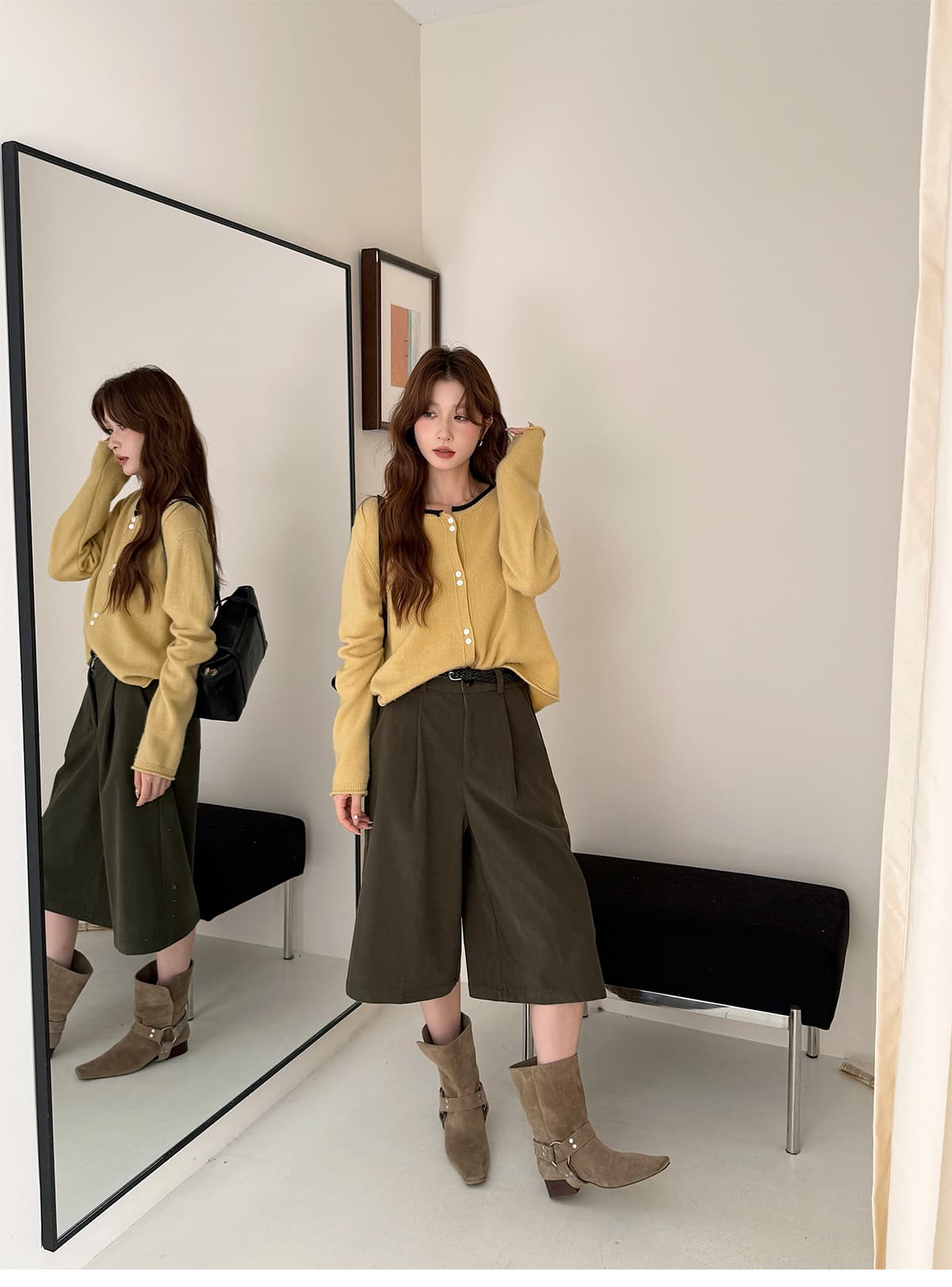 실사 가을 겨울 새로운 레트로 코듀로이 프로 피부 7부 바지 아이들 새로운 꼬집기 Pleat 루즈핏 넓은 다리 캐주얼 바지 상세 이미지 9