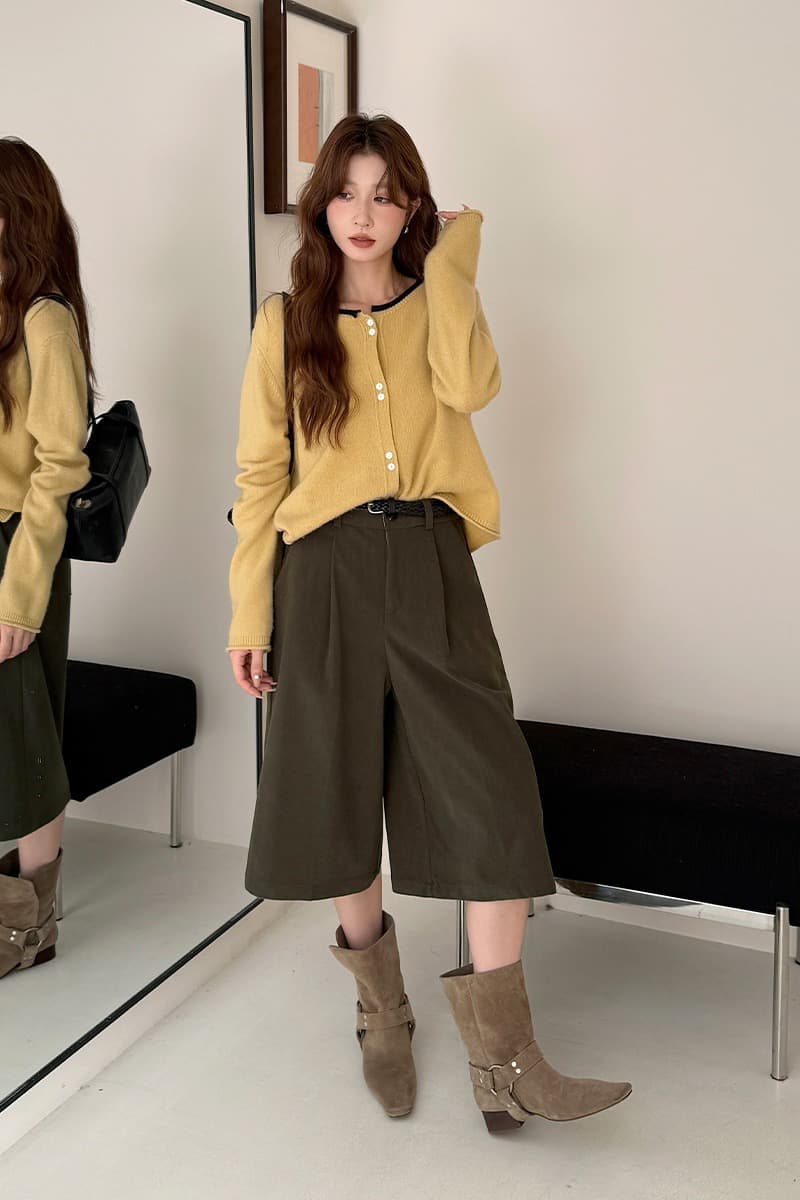 실사 가을 겨울 새로운 레트로 코듀로이 프로 피부 7부 바지 아이들 새로운 꼬집기 Pleat 루즈핏 넓은 다리 캐주얼 바지 이미지 7