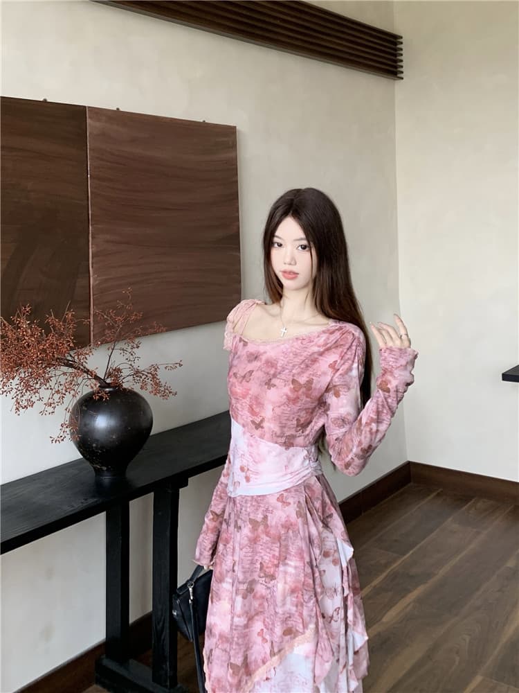 2026 봄 새로운 프랑스식 낭만주의 바람 순수한 욕망 드레스 몸매 가꾸기 비대칭 밑단 디자인 센스 품격 치마 상세 이미지 16