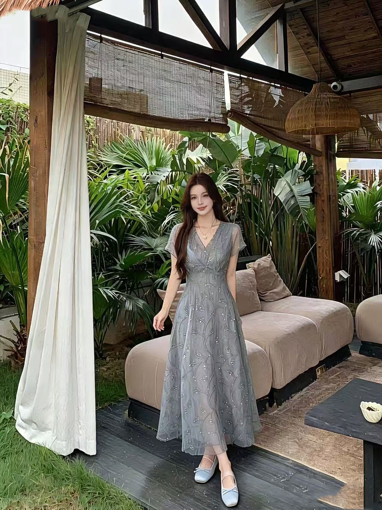 프랑스식 부드러운 바람 무거운 작업 핑크색 V넥 여성 드레스 2026 여름 새로운 지방 mm 달콤함 품격 길다 치마 상세 이미지 14