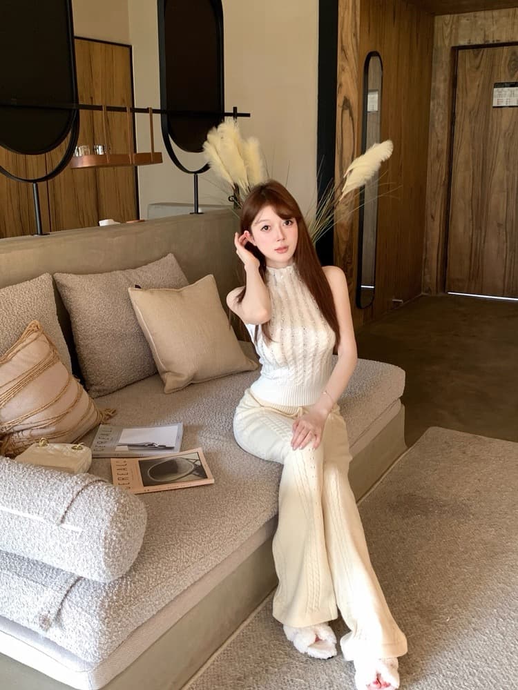 m900 행침 목 맨위 여성 민소매 조끼 봄 가을 외출용 2026 새로운 핫걸 착용 가져 가라. 섹시함 백리스 고급 센스 상세 이미지 8