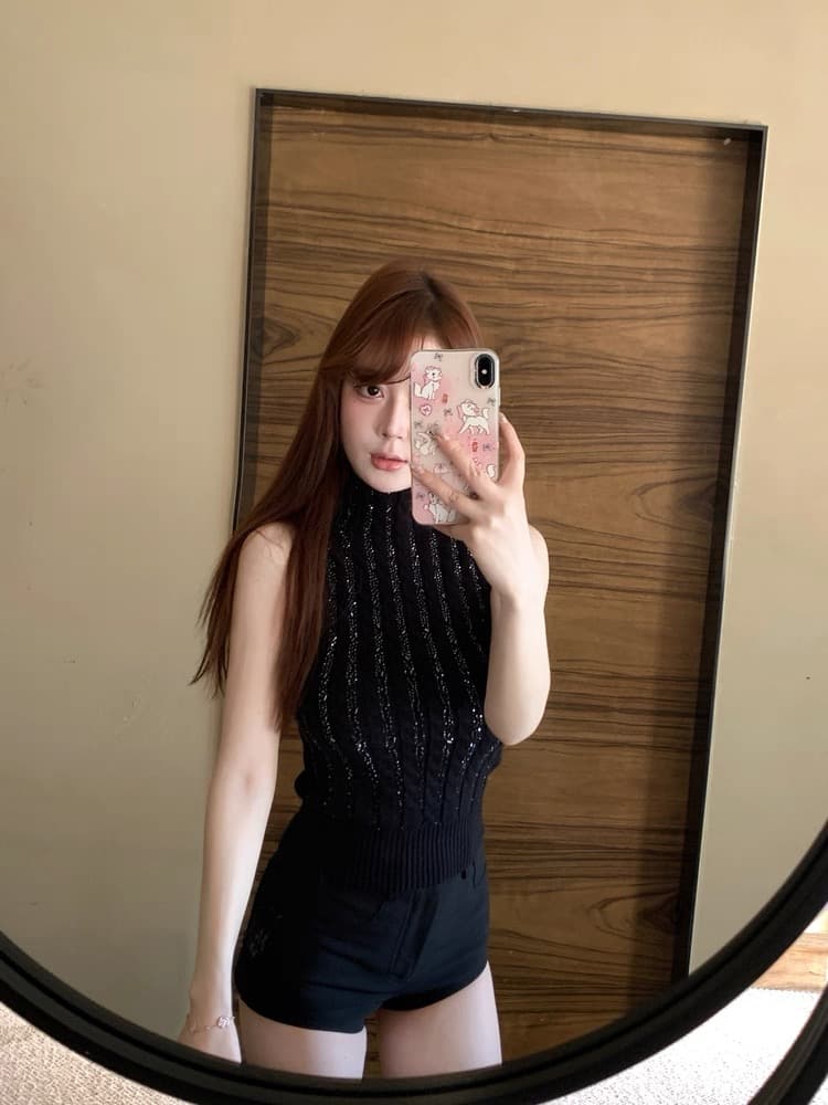 m900 행침 목 맨위 여성 민소매 조끼 봄 가을 외출용 2026 새로운 핫걸 착용 가져 가라. 섹시함 백리스 고급 센스 상세 이미지 11