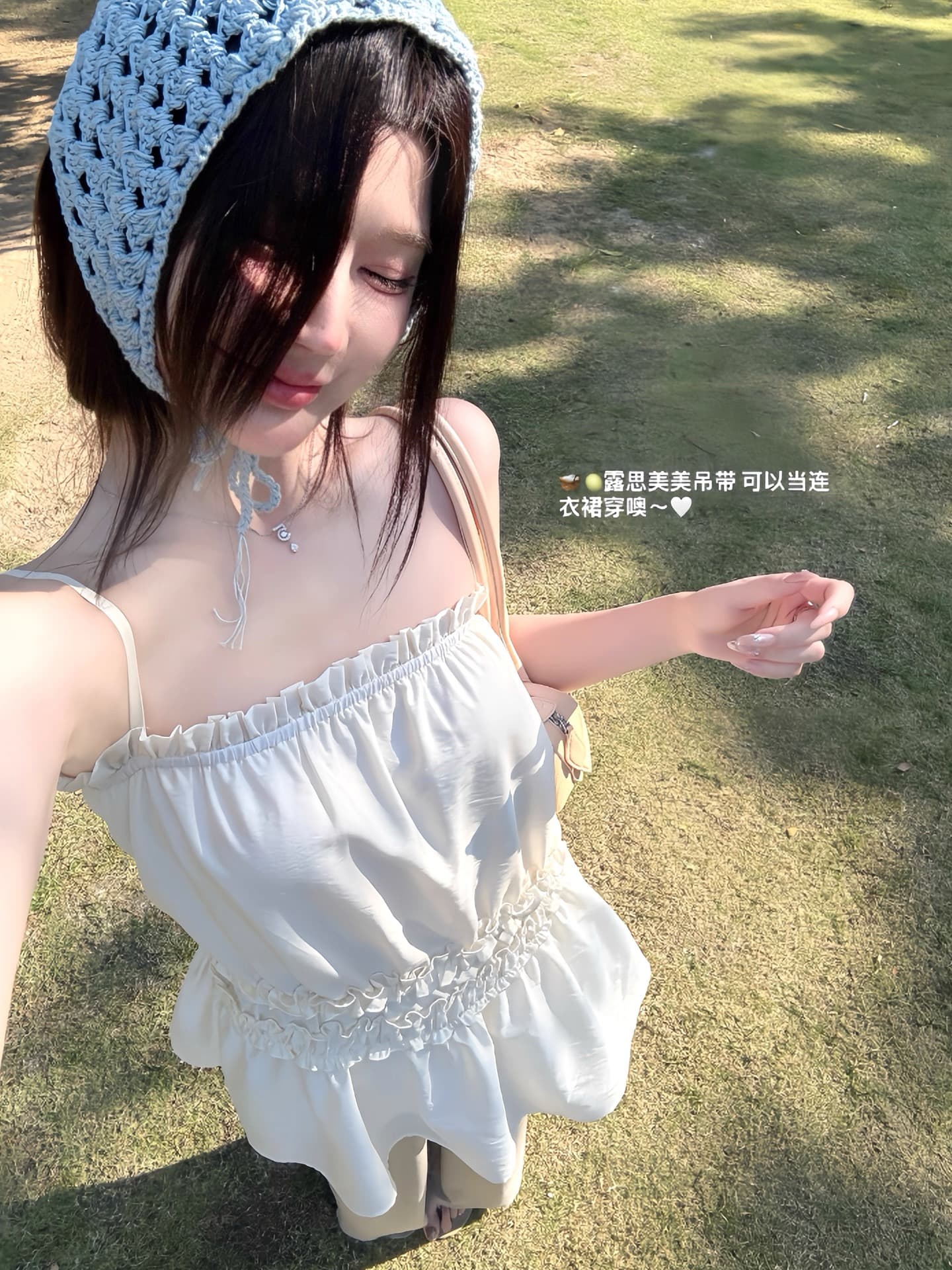화이트 워터 여성 이슬 생각하기 슬립 프릴 중간 길이 슬립 티셔츠 여성 루즈핏 디자인 센스 한 마디 치마 맨위 상세 이미지 5