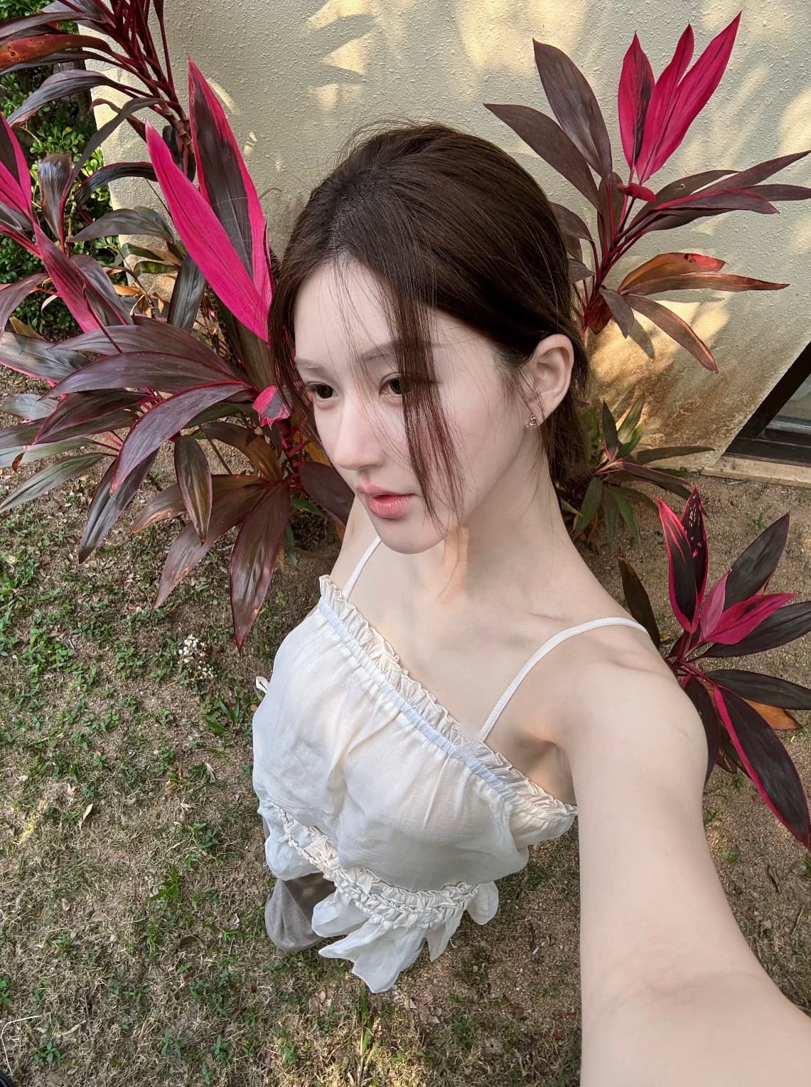 자오 이슬 생각하기 같은 단락 쌀 국수 색상 레이스 패치워크 슬립 주름 허리 수축 디자인 센스 휴가 바람 스택 착용 여성 드레스 상세 이미지 2