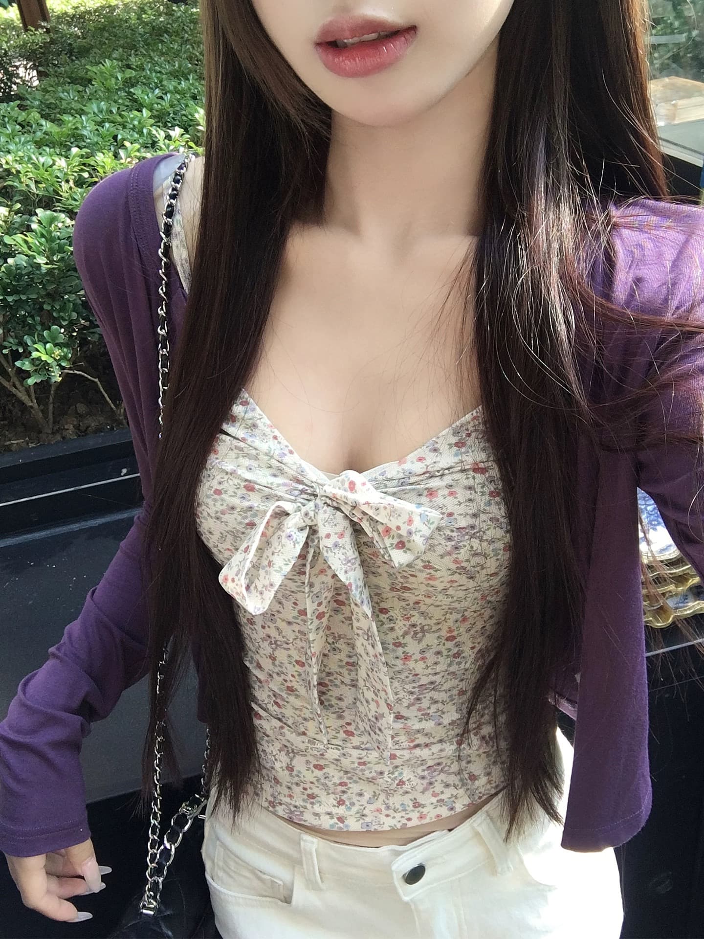 7ellingbm 바람 한 부서 꽃무늬 백리스 캐미솔 인사이드 가져 가라. 조기 봄 새로운 민소매 스택 착용 맨위 이미지 2