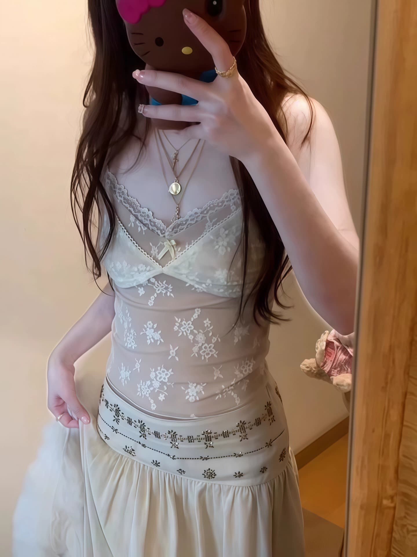 마이크로 순간 봄 여름 나비 매듭 레이스 캐미솔 순수한 욕망 몸매 가꾸기 민소매 인사이드 잡아라. 의류 상세 이미지 4