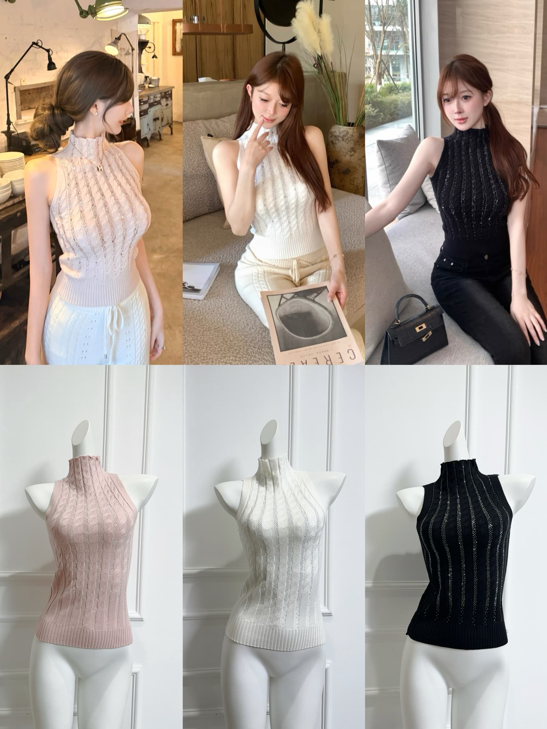 m900 행침 목 맨위 여성 민소매 조끼 봄 가을 외출용 2026 새로운 핫걸 착용 가져 가라. 섹시함 백리스 고급 센스