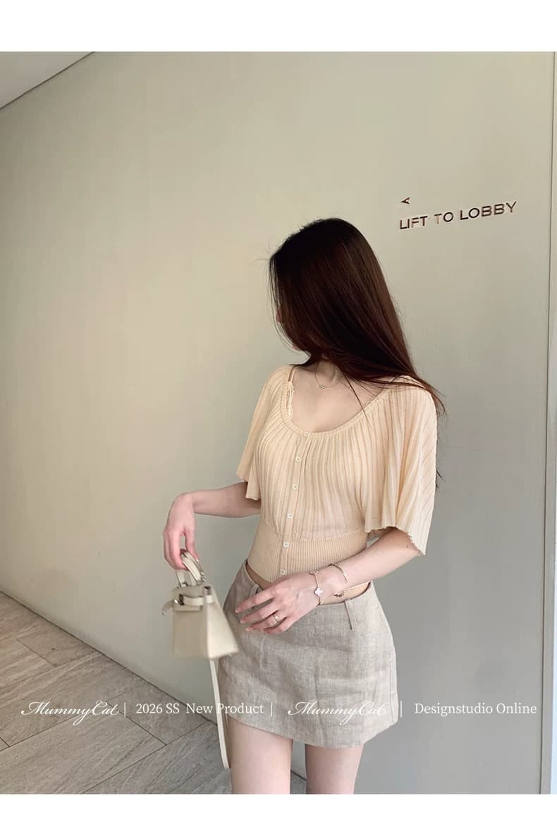 mummycat 계란 놓기 야옹 장기 화이트 코우 26 신제품 30 양모 장기 Pleat 대 라운드 넥 니트 맨위 이미지 2