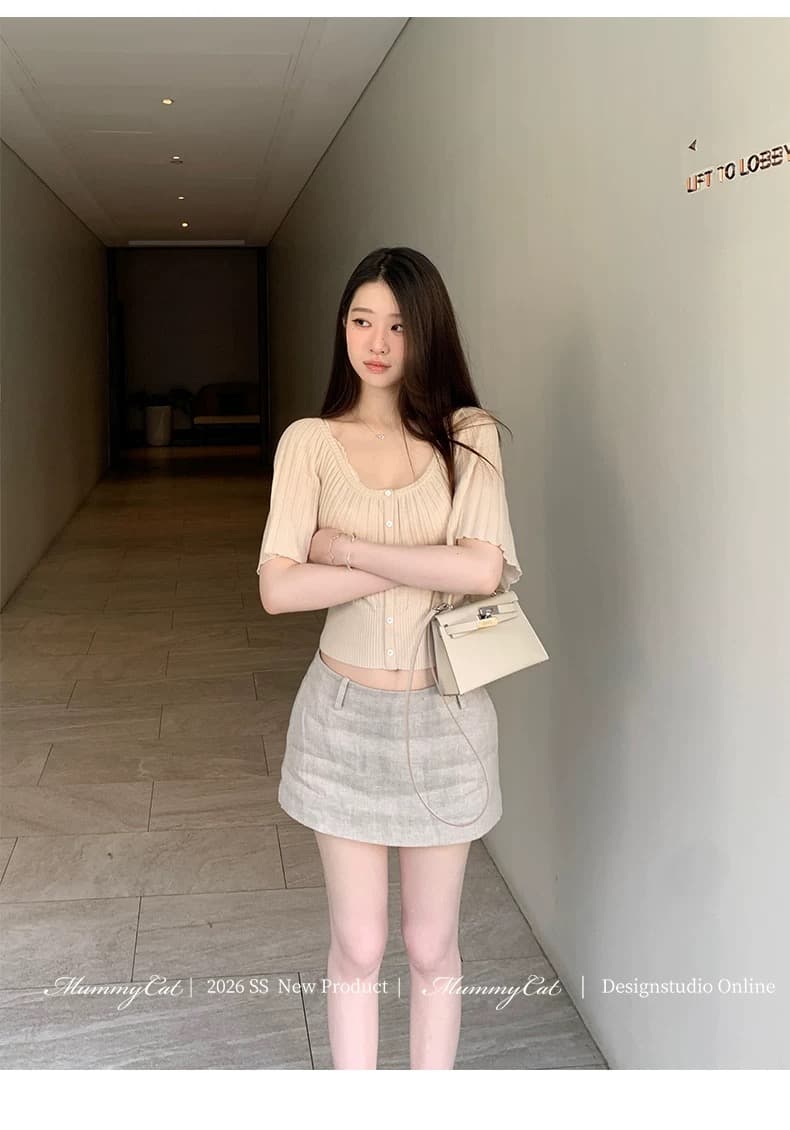 mummycat 계란 놓기 야옹 장기 화이트 코우 26 신제품 30 양모 장기 Pleat 대 라운드 넥 니트 맨위 상세 이미지 2