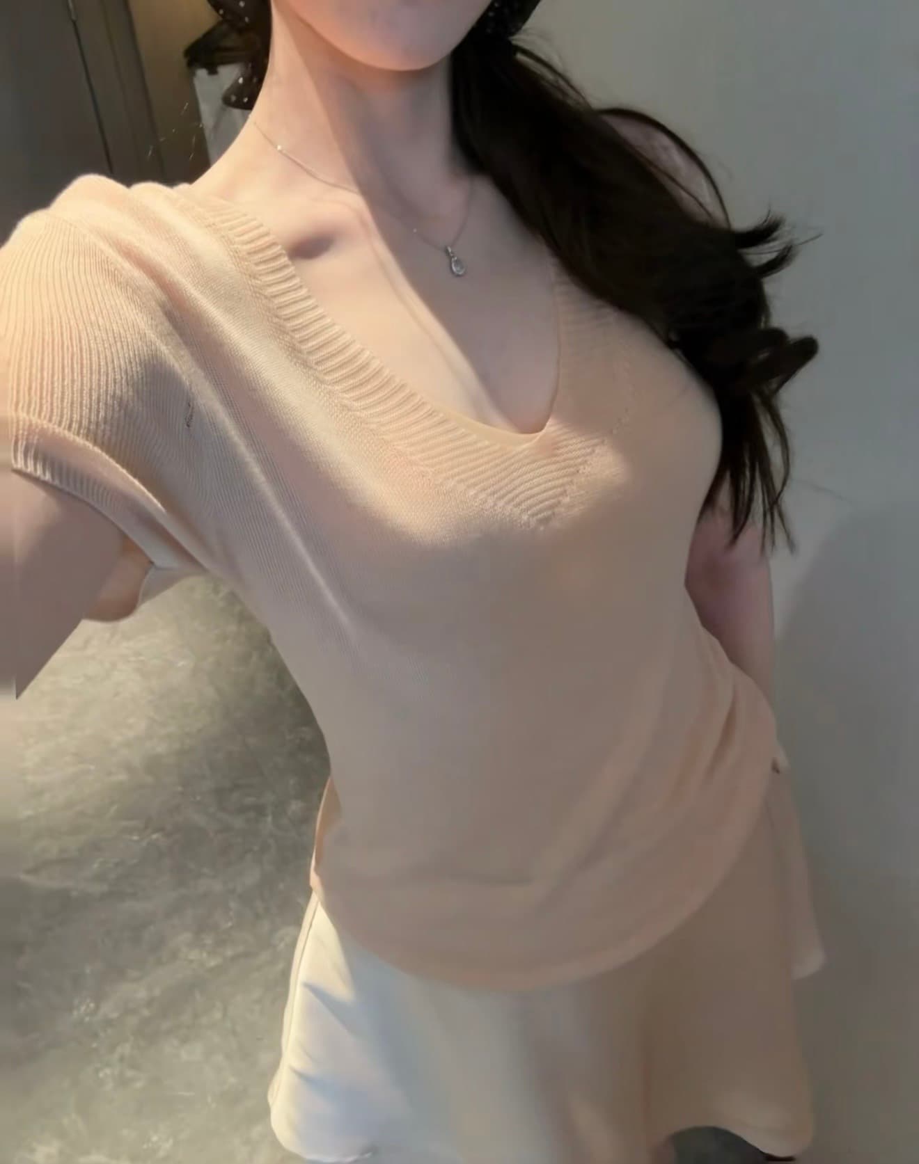한 부서 부드러운 센스 순수한 욕망 품격 니트 티셔츠 여성 여름 새로운 프로 피부 통기성 품격 다용도 얇은 스타일 맨위 상세 이미지 2