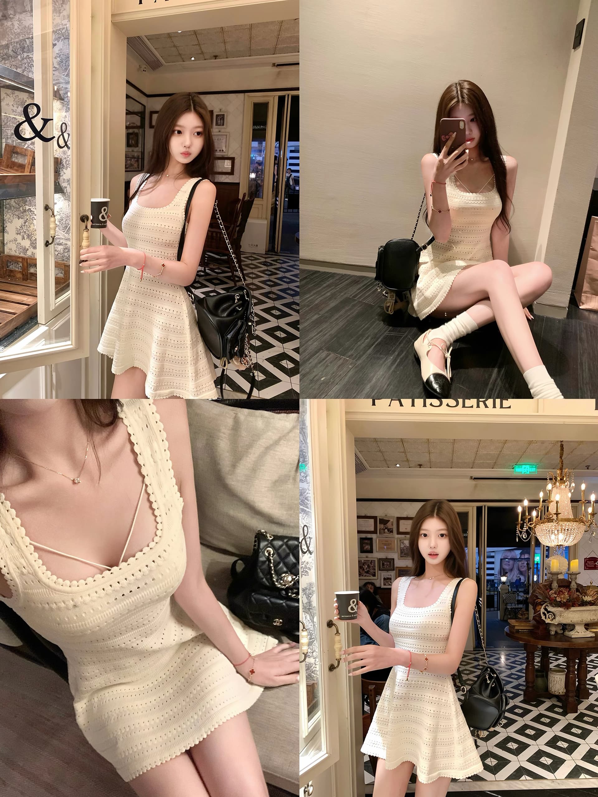 디스크 디스크 사랑 라일락 민소매 허리 수축 조끼 스커트 여성 여름 몸매 가꾸기 슬림해 보이는 품격 니트 점프 슈트 치마 상세 이미지 4