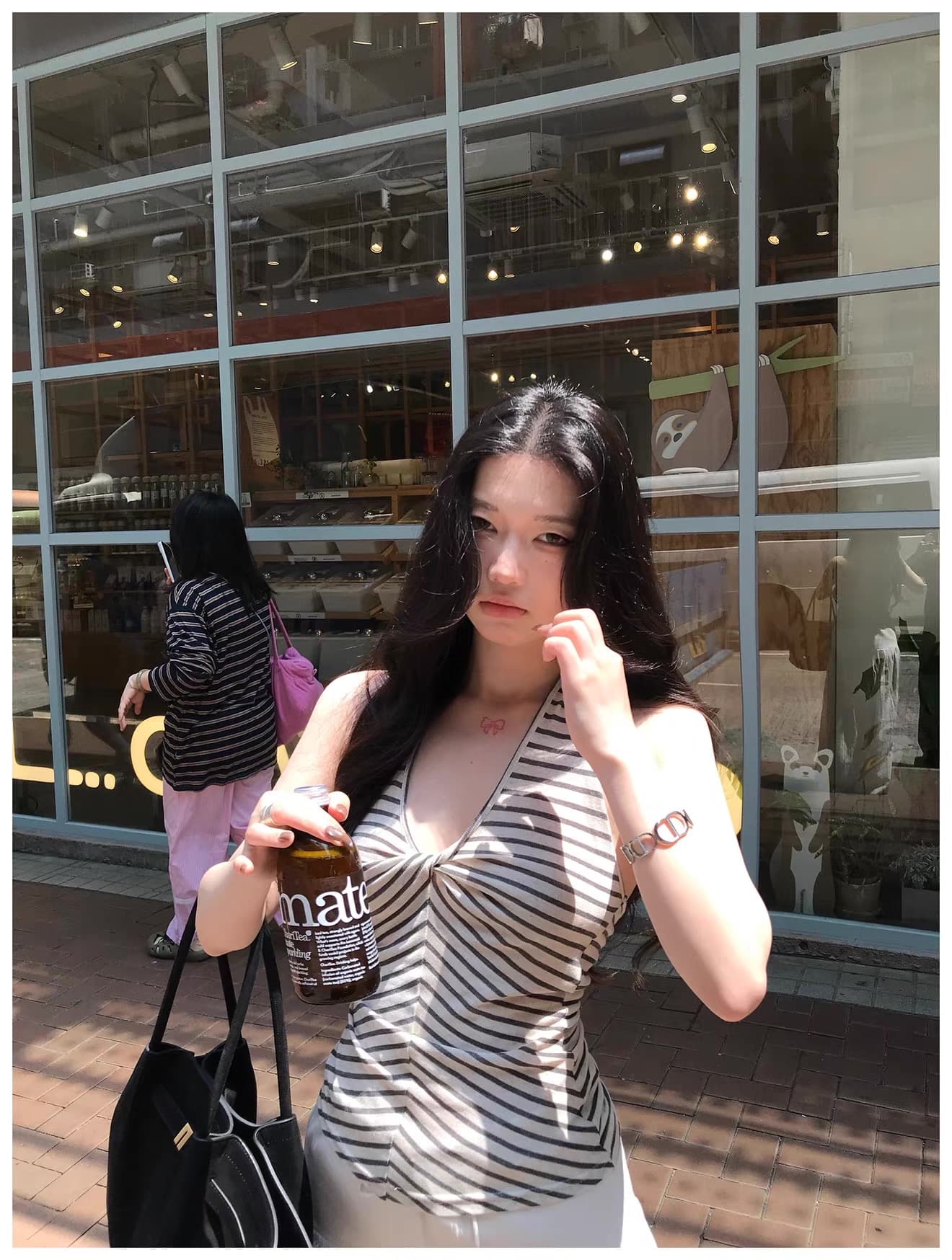 sheepland 느긋한 지혜 부서 주간 실크 아마 비틀림 V넥 행침 목 캐미솔 여름 민소매 맨위 상세 이미지 3