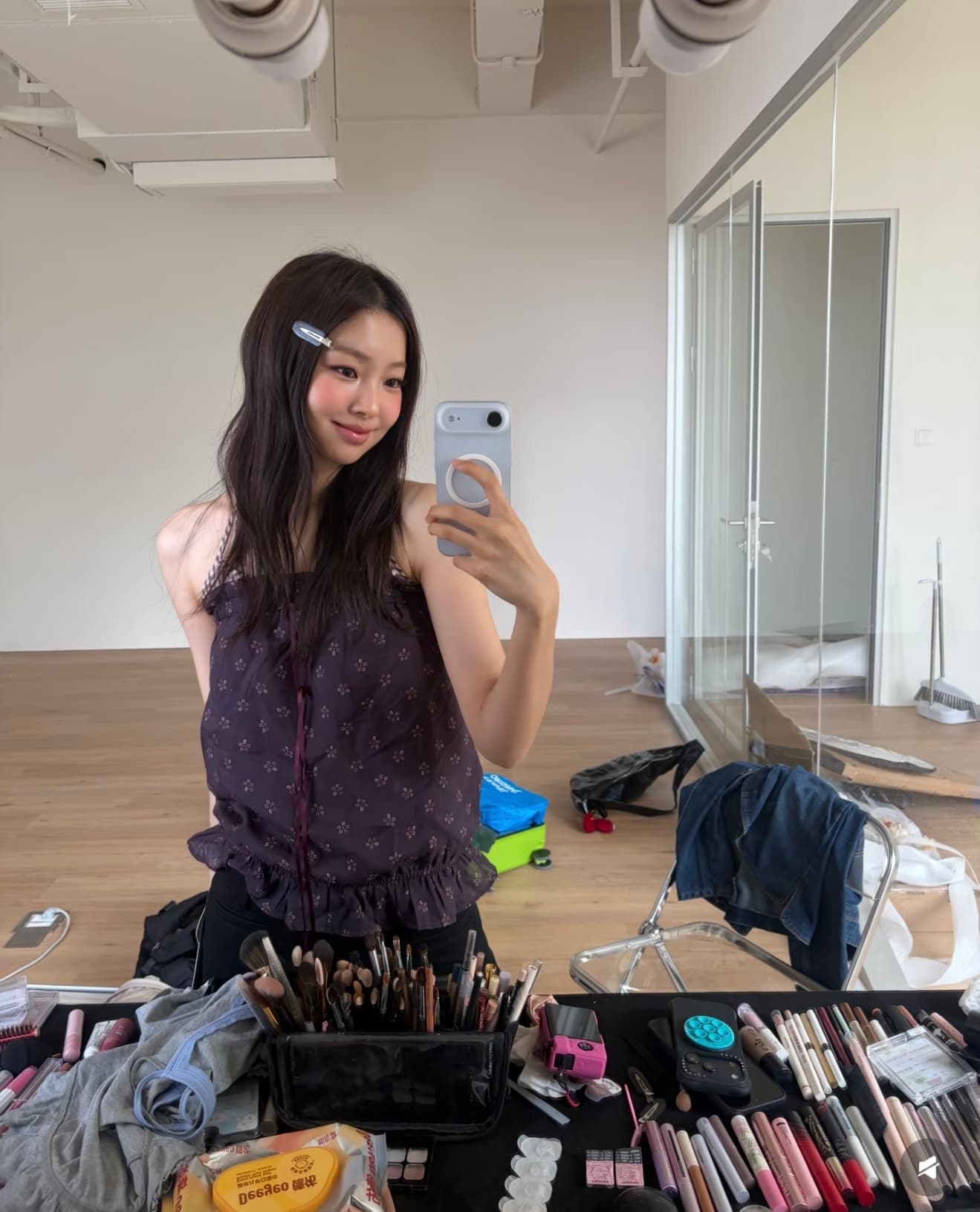 chaoschaos 80 주간 실크 여름 휴가 센스 레트로 작은 꽃무늬 레이스업 행침 목 튜브탑 민소매 작은 슬링 상세 이미지 7