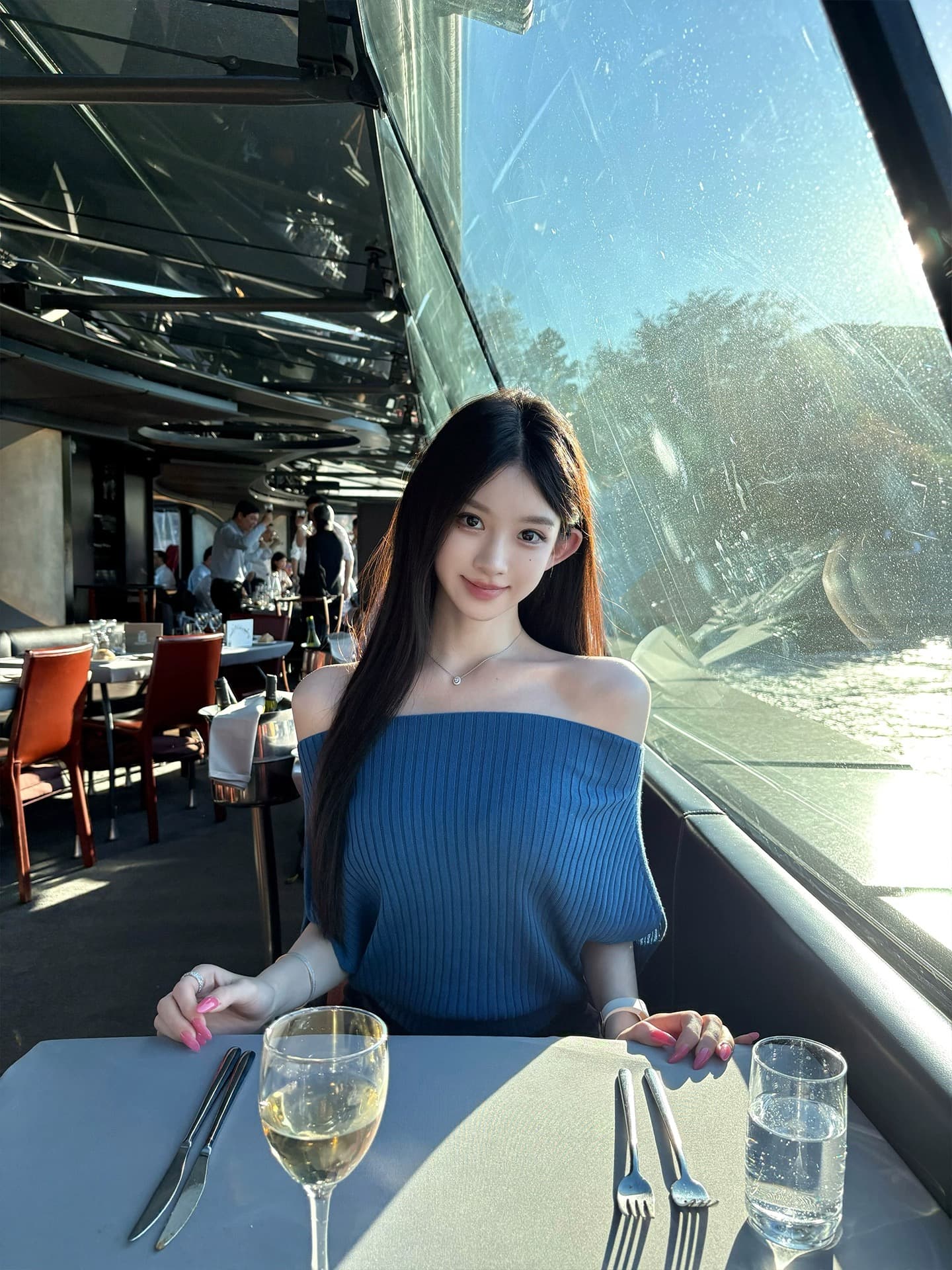 안녕하세요. 팬 팬 감기 흰색 피부 아름다운 품격 뽕나무 누에 실크 양모 혼방 오프숄더 둘 착용 니트 맨위 상세 이미지 3