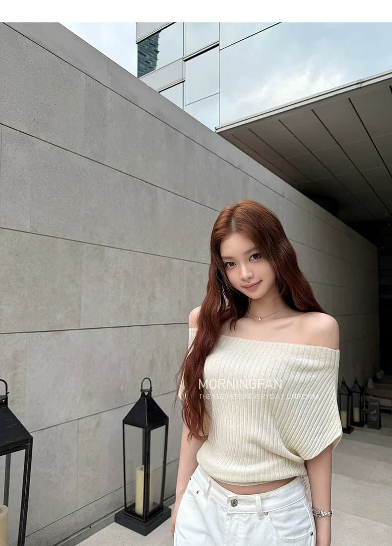 안녕하세요. 팬 팬 감기 흰색 피부 아름다운 품격 뽕나무 누에 실크 양모 혼방 오프숄더 둘 착용 니트 맨위 상세 이미지 7