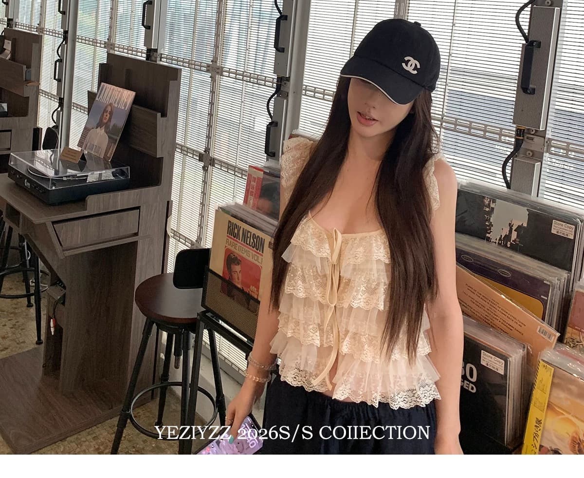 잎사귀 yeziyzz 캐미솔 여름 chic 맨위 상세 이미지 1