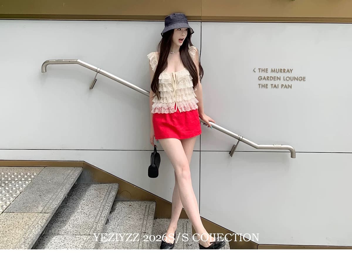 잎사귀 yeziyzz 캐미솔 여름 chic 맨위 상세 이미지 4