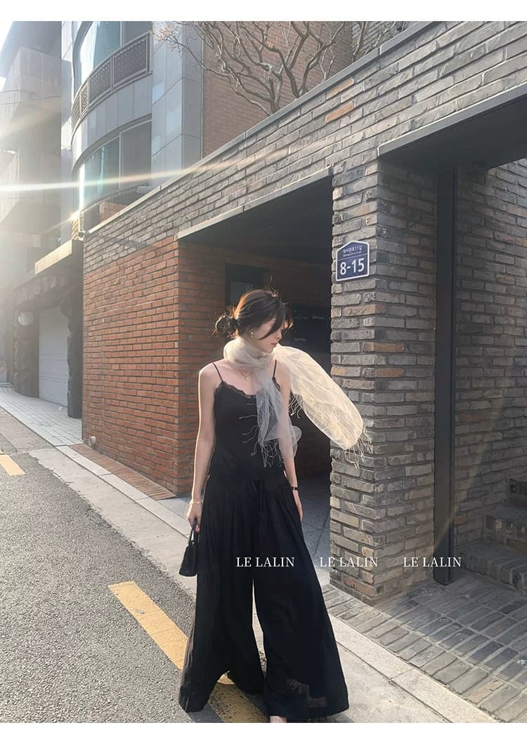 le lalin r0w 치마바지 우아한 미학 자이언트 편안함 순면 우아한 슬림해 보이는 느슨함 와이드 레깅스 바지 봄 여름 상세 이미지 4