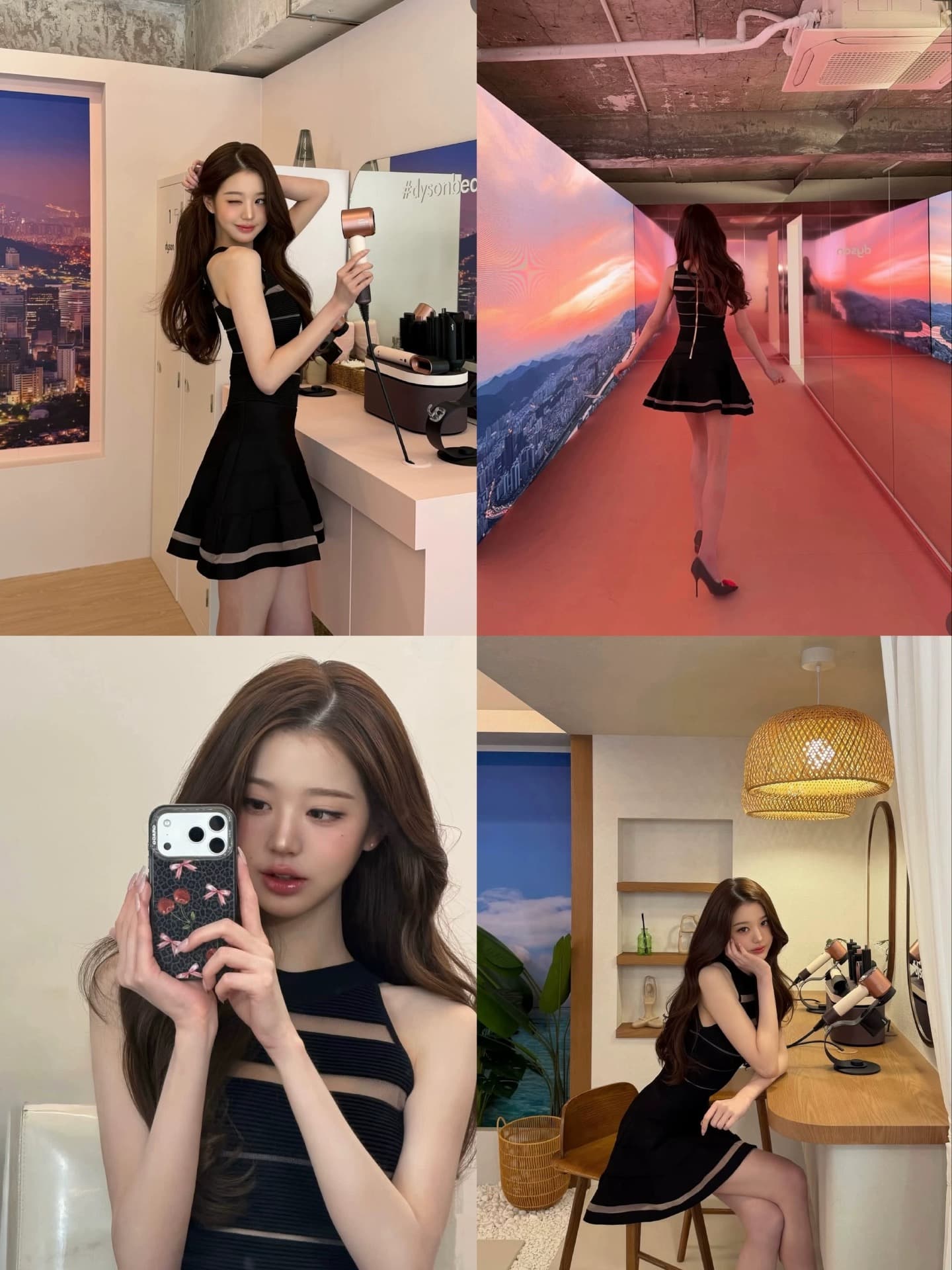 okmashop 장 원 영어 같은 단락 민소매 여성 드레스 여름 고급 센스 품격 홀로우 아웃 허리 수축 치마 이미지 2