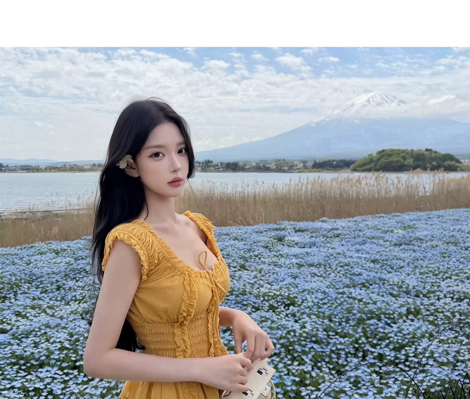 만약 언어 맞춤 부드러운 안개 소녀 거친 가장자리 펌프 Pleat 프릴 청 ~을 통해 의류 순수한 욕망 품격 명문 여성 바람 상세 이미지 10