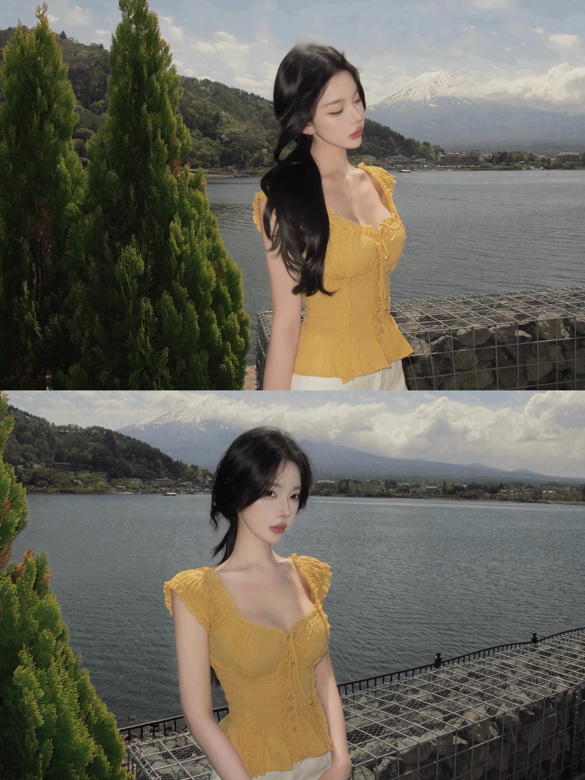 만약 언어 맞춤 부드러운 안개 소녀 거친 가장자리 펌프 Pleat 프릴 청 ~을 통해 의류 순수한 욕망 품격 명문 여성 바람 상세 이미지 12