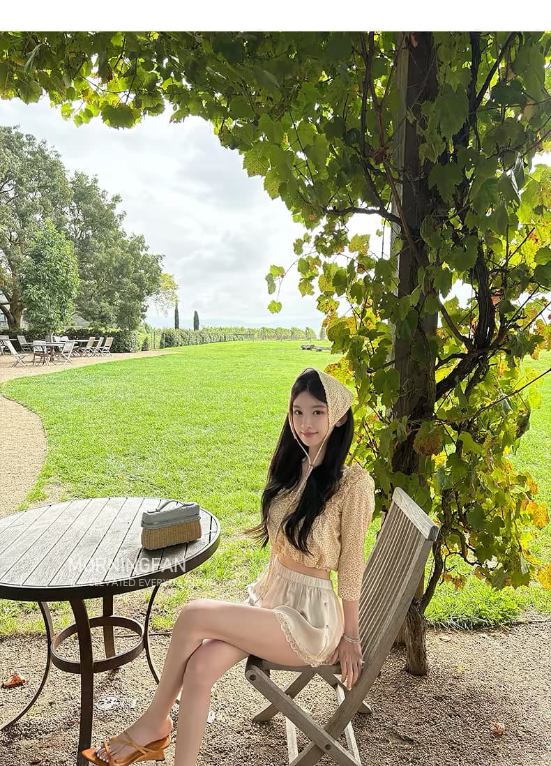 안녕하세요. 팬 팬 lace 펄럭 이는 바지 아름다운 슬림해 보이는 4 가지 색상 새틴 반바지 여성 레이스 레이스 바지 여름 상세 이미지 5