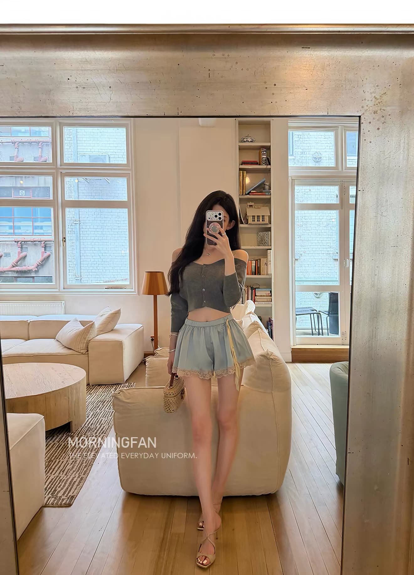 안녕하세요. 팬 팬 lace 펄럭 이는 바지 아름다운 슬림해 보이는 4 가지 색상 새틴 반바지 여성 레이스 레이스 바지 여름 상세 이미지 9