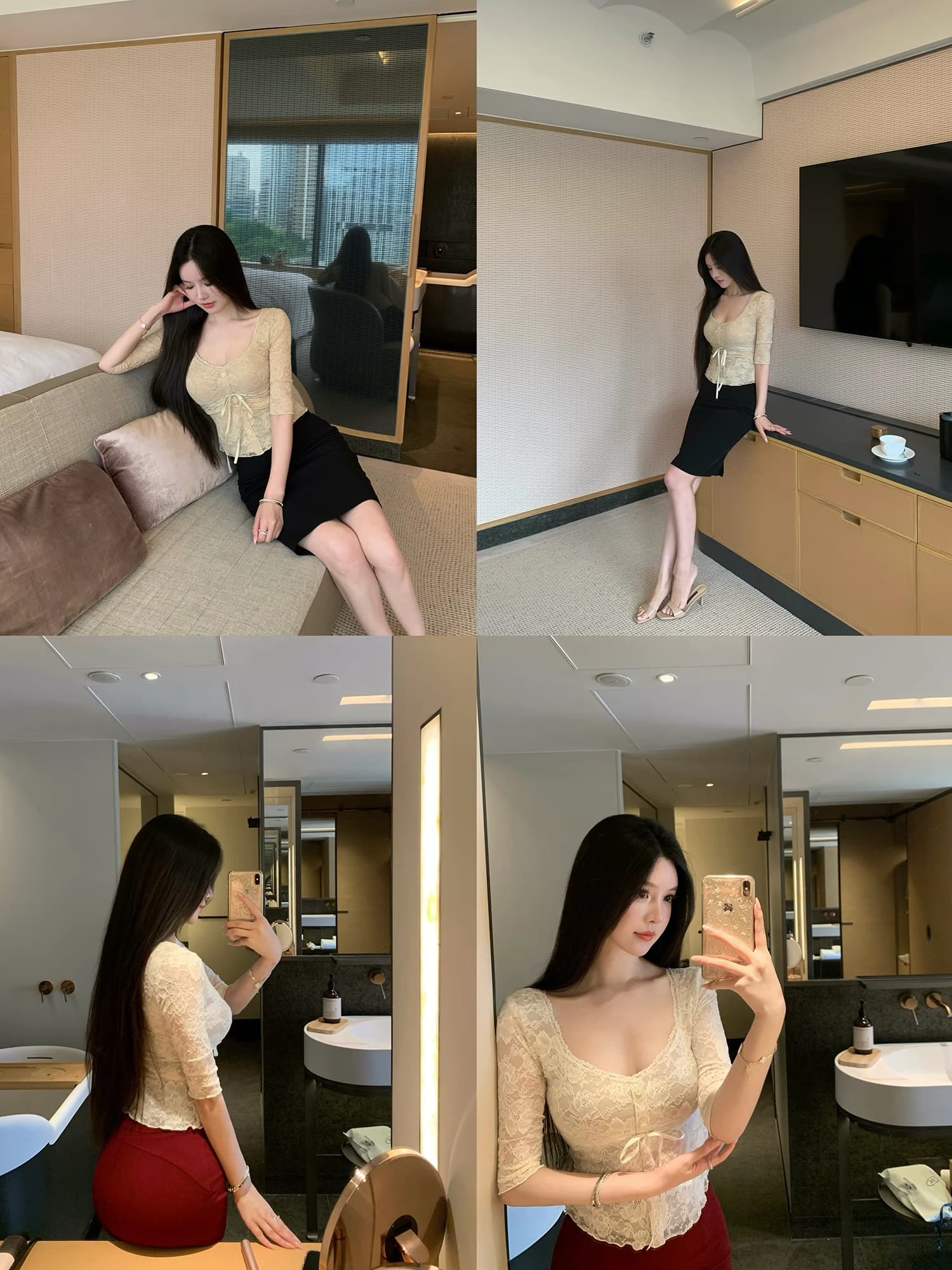 the swan 부문 피닉스 빛 럭셔리 부드러운 반면 이 뼈 순수한 욕망 부드러운 품격 레이스 셔츠 신축성 허리 수축 몸매 가꾸기 맨위 이미지 2