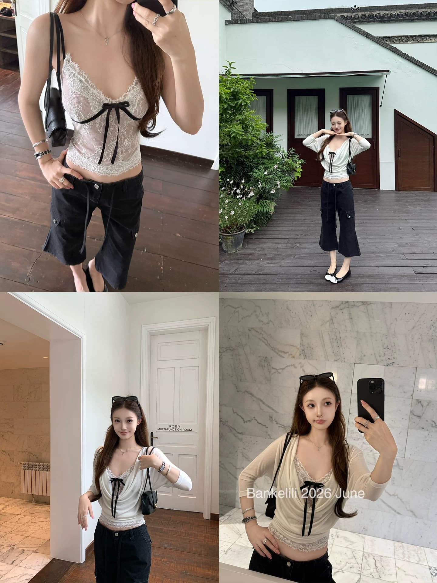 밤나무 코코아 bankelili 부드러운 얼음 찹쌀 셔츠 주간 실크 양모 레이스 슬립 흔들다 칼라 블라우스 세트 그룹 여성 상세 이미지 10
