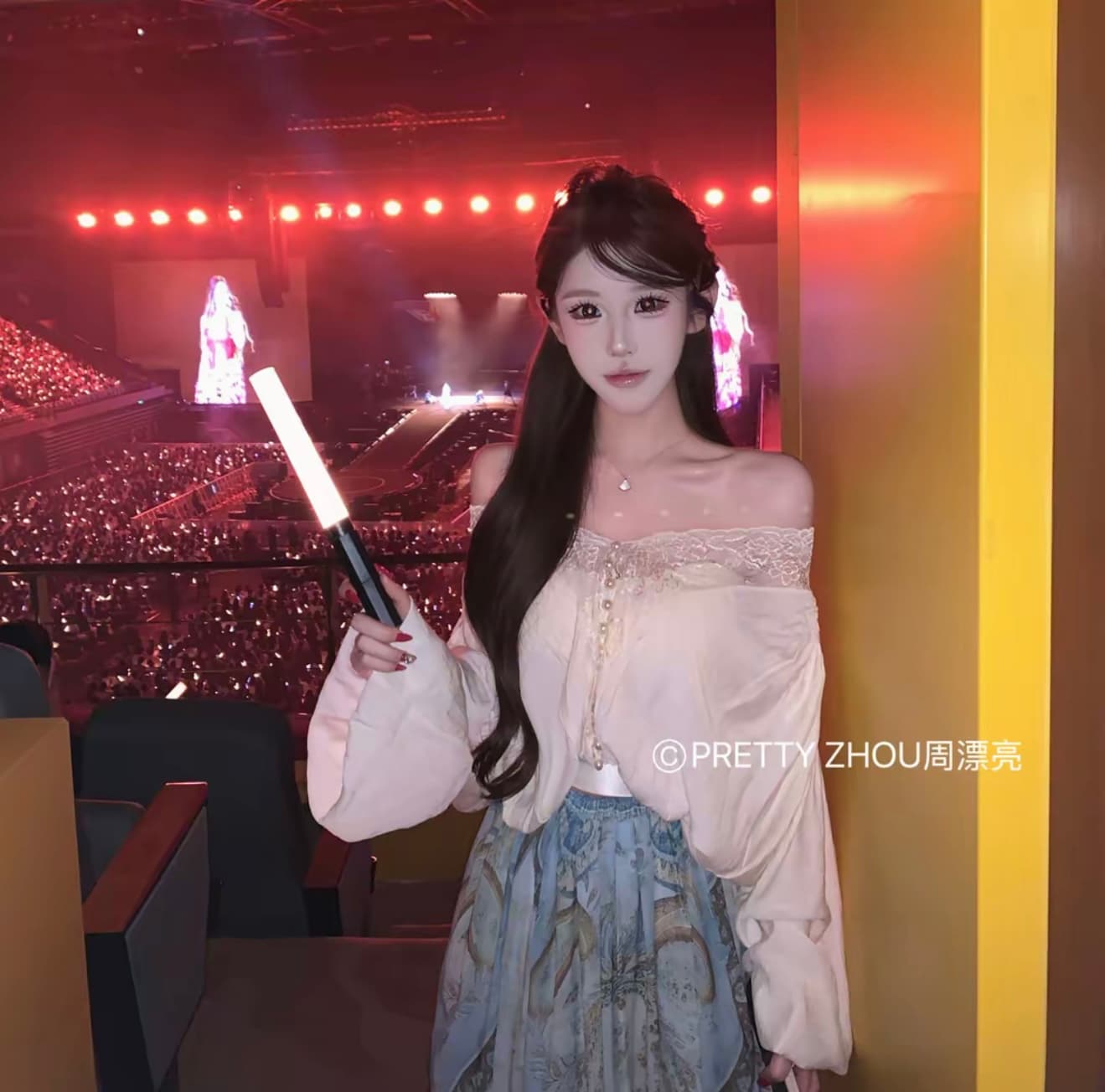 주 주 콘서트 사설 서비스 레이스 벌룬 소매 맨위 휴가 바람 반 스커트 세트 이미지 3