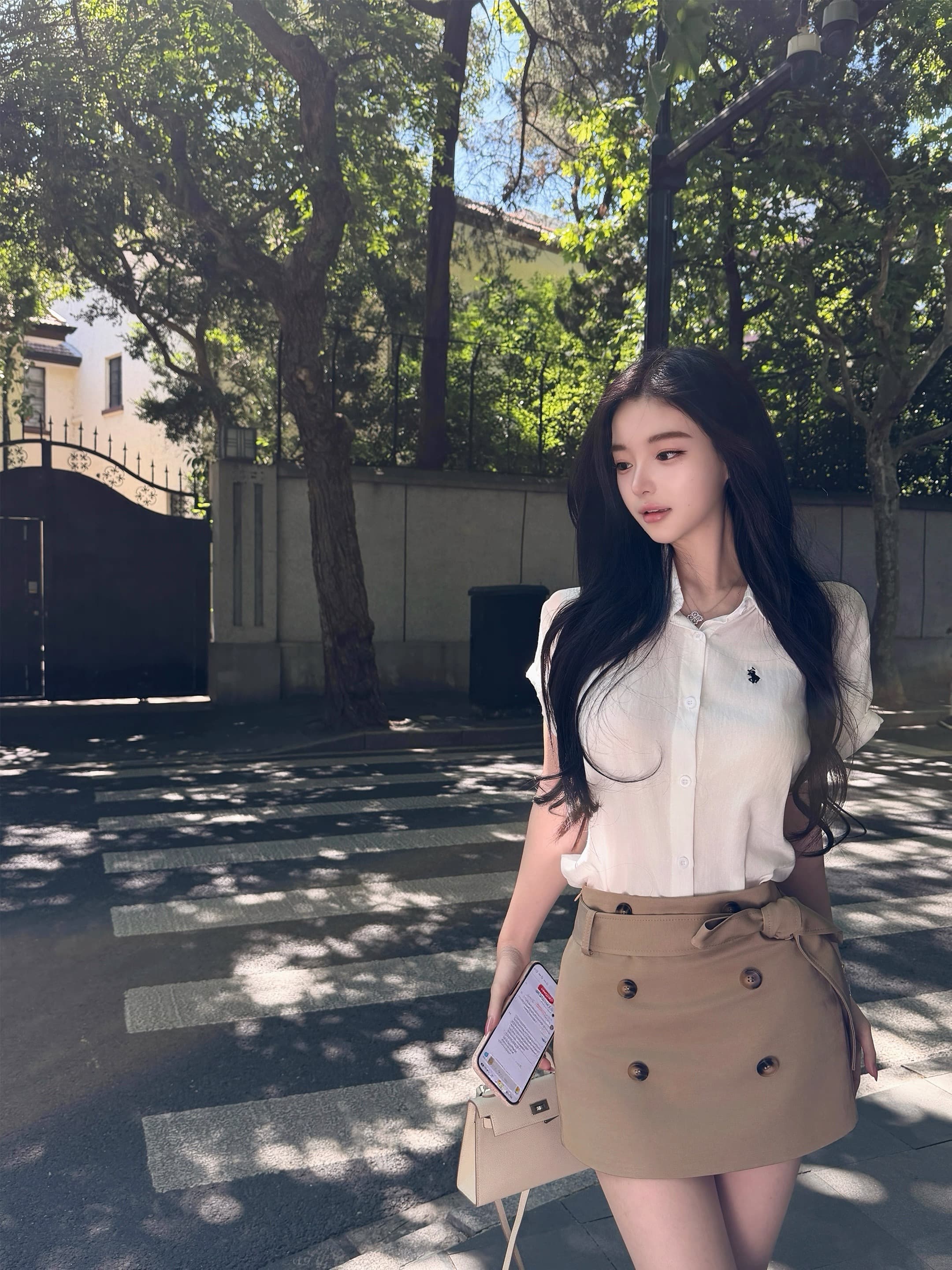 qiauuu 얇은 마 새끼 곡물 익스트림 제인 건방진 녀석 오래된 돈 바람 캐주얼 다용도 작은 말 자수 반팔 여성 셔츠 여름 상세 이미지 4