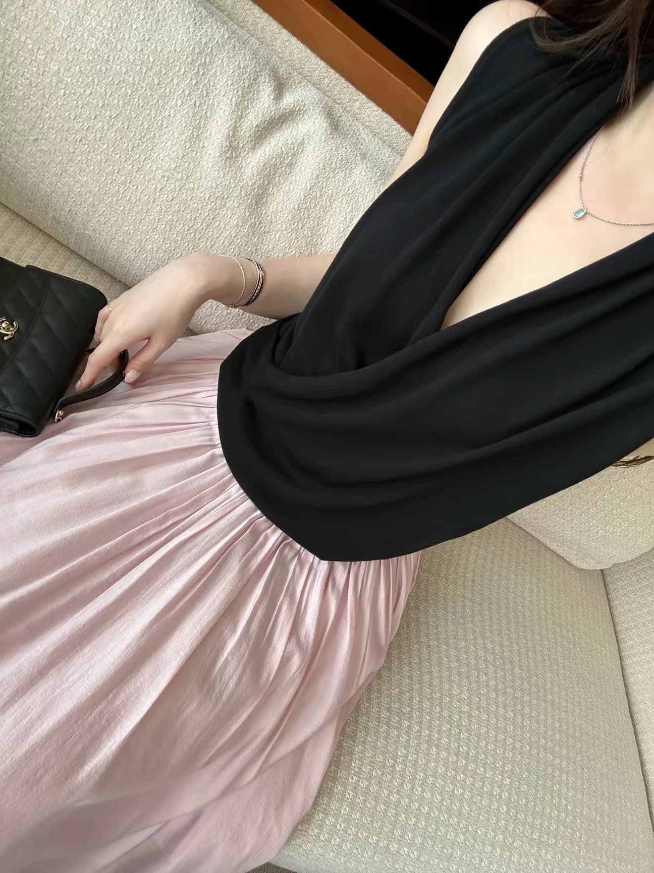 나비 보물 웃음 느슨함 주름 센스 품격 십자가 흔들다 칼라 조끼 디자인 센스 인사이드 가져 가라. 외출용 민소매 맨위 여성 여름 상세 이미지 6