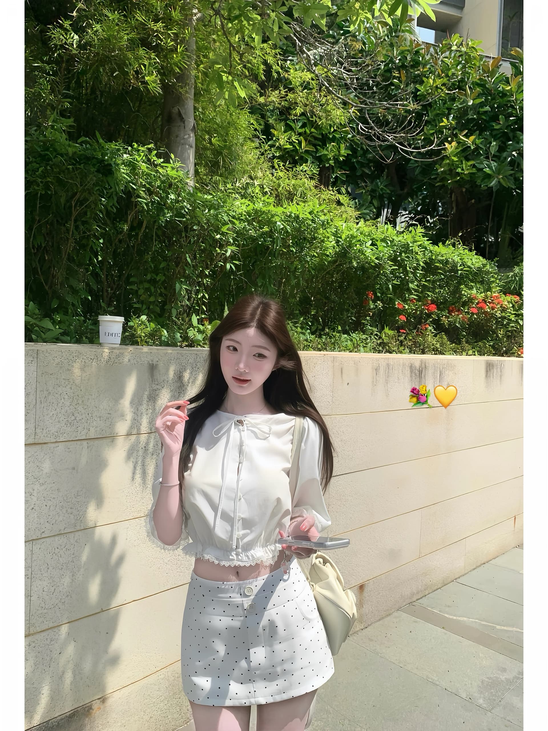 화이트 워터 여성 라운드 골동품 소녀 주간 실크 코튼 버블 여성 셔츠 여름 패치워크 홀로우 아웃 레이스 순수한 욕망 맨위 이미지 3
