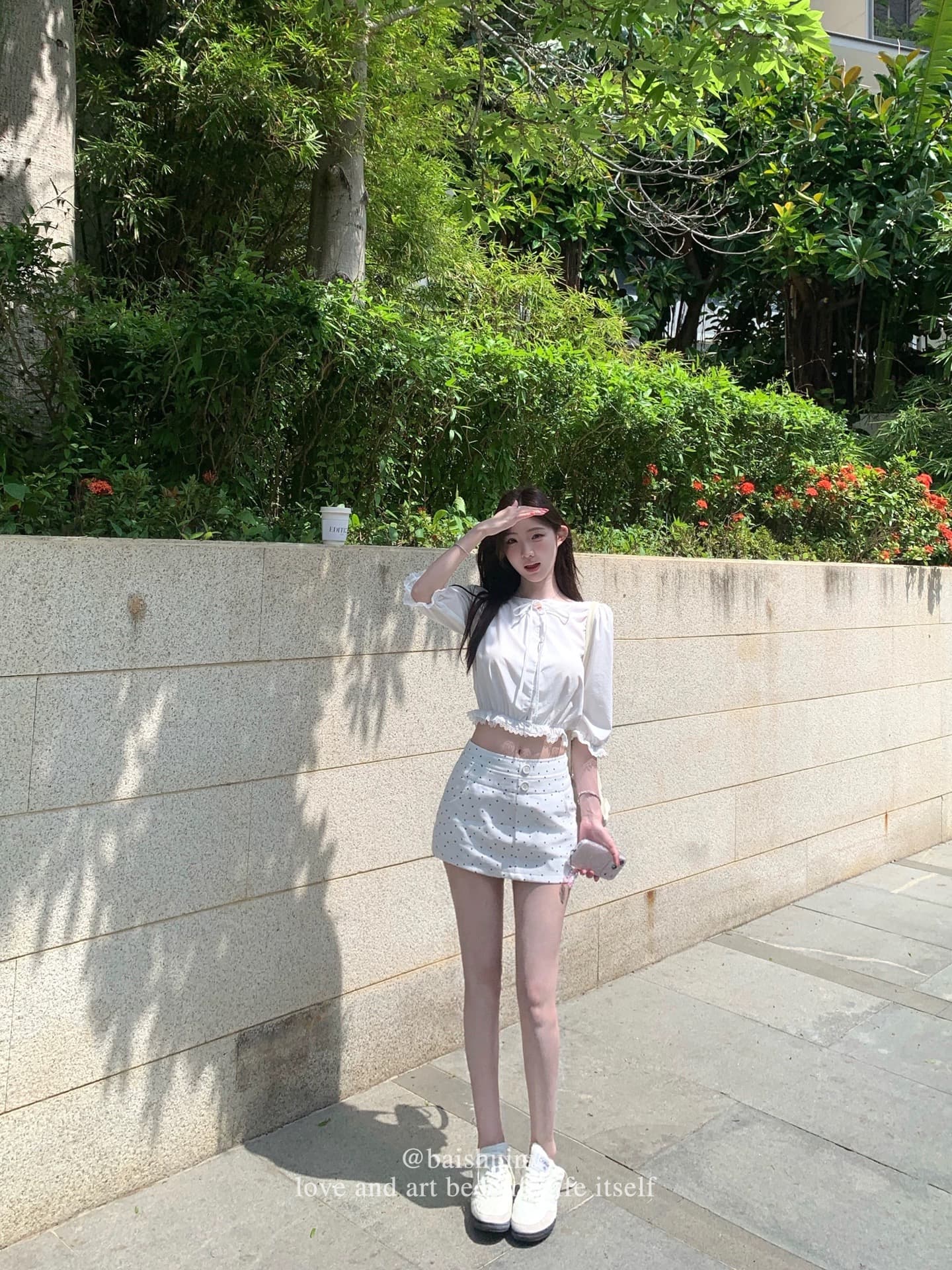 화이트 워터 여성 라운드 골동품 소녀 주간 실크 코튼 버블 여성 셔츠 여름 패치워크 홀로우 아웃 레이스 순수한 욕망 맨위 상세 이미지 1