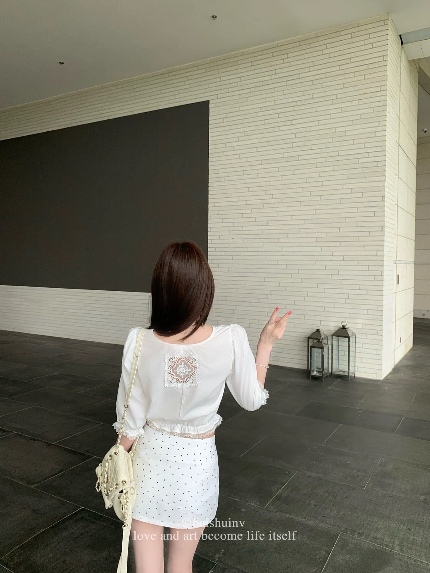 화이트 워터 여성 라운드 골동품 소녀 주간 실크 코튼 버블 여성 셔츠 여름 패치워크 홀로우 아웃 레이스 순수한 욕망 맨위 상세 이미지 2