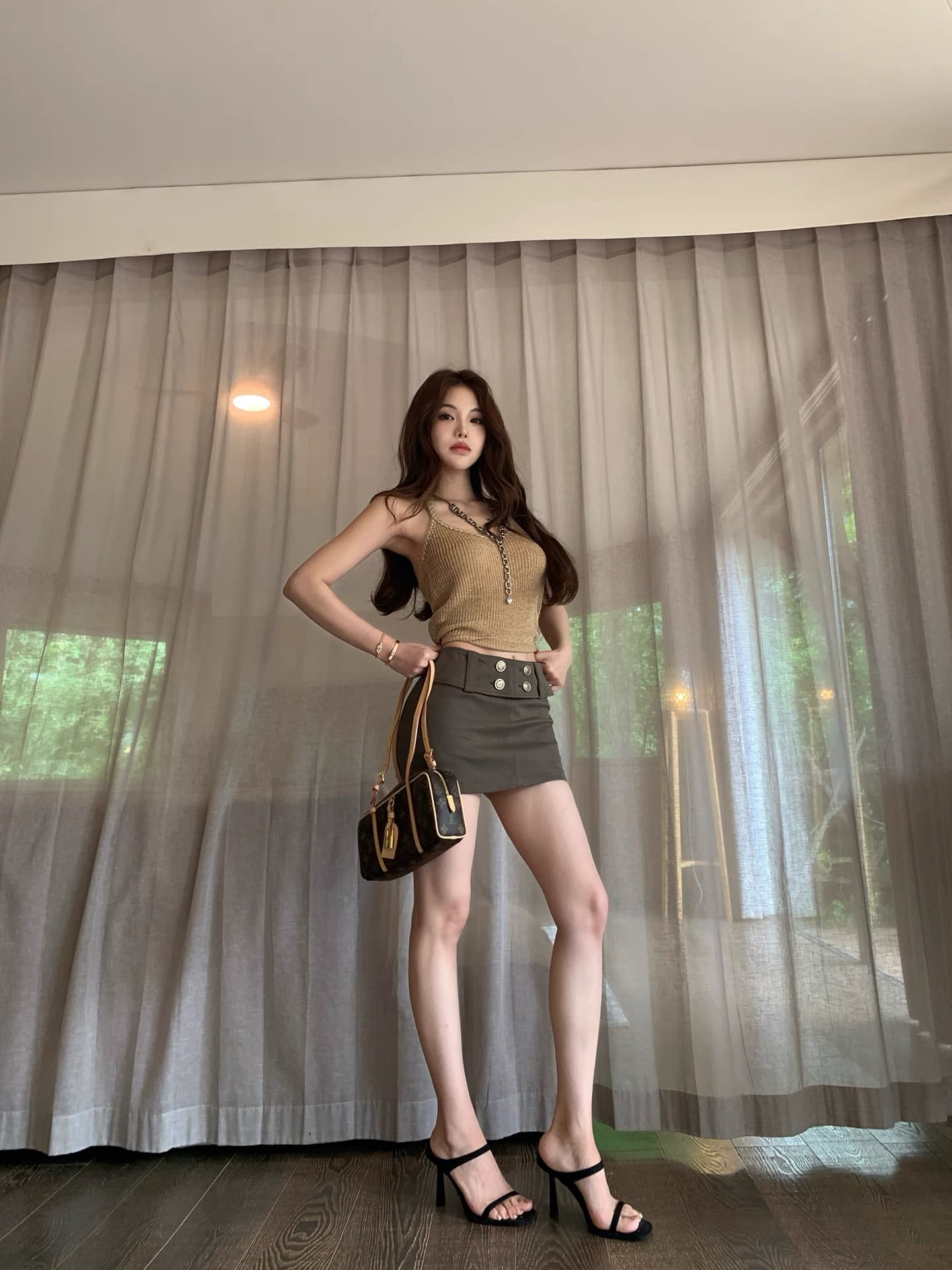 pickrui 루이 형제 현대 오래된 머리말 새로운 네 버클 반신 스커트 여성 여름 슬림해 보이는 타이트 스커트 하이웨이스트 미니 스커트 상세 이미지 3