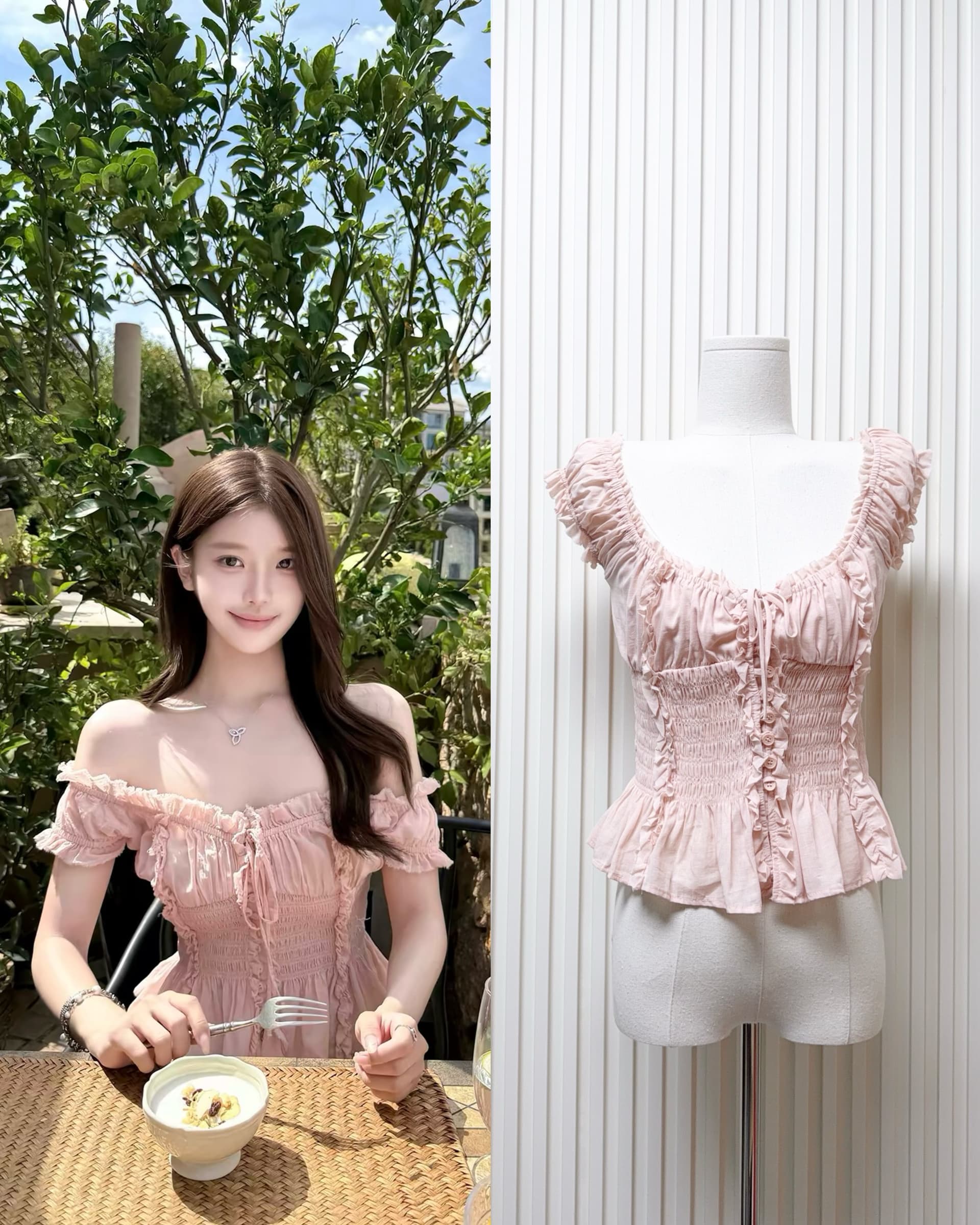 만약 언어 맞춤 부드러운 안개 소녀 거친 가장자리 펌프 Pleat 프릴 청 ~을 통해 의류 순수한 욕망 품격 명문 여성 바람