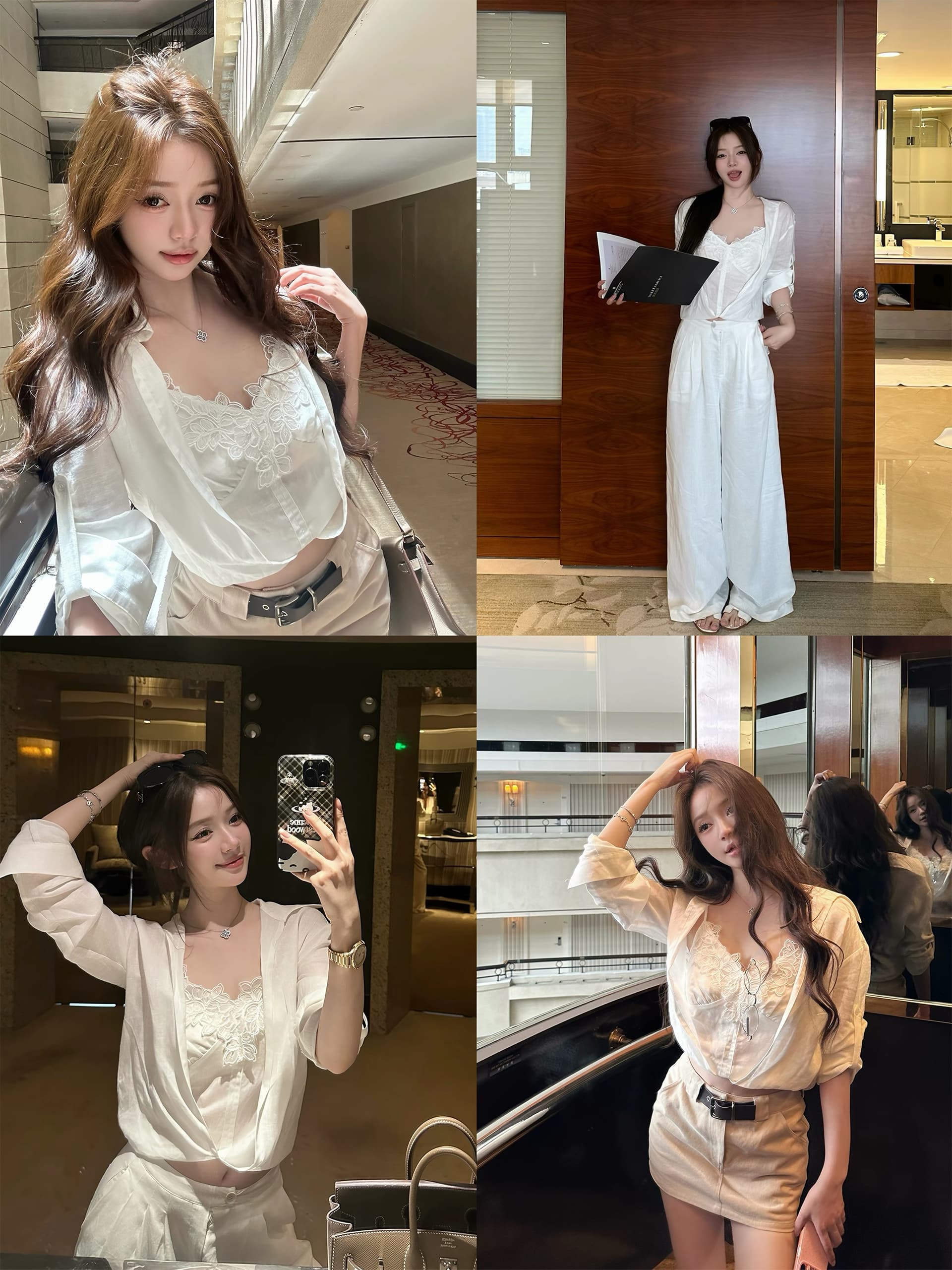 첸 좋은 난 nns 욕망 욕망 끓인 물 라이 경기 서울 아마 페이크 레이어드 레이스 셔츠 캐주얼 와이드 레그 팬츠 이미지 2